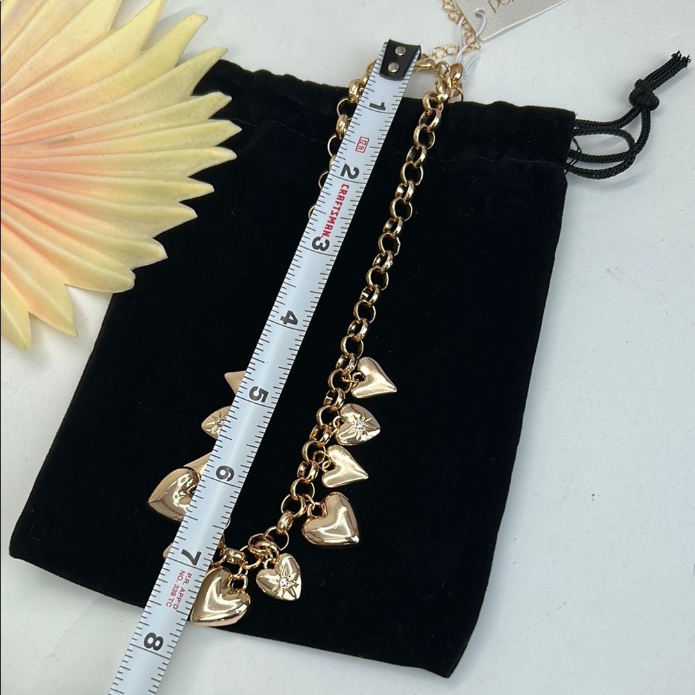 Persimmon Gold Heart Charm Necklace with rhinestones NWT! - Picture 4 of 10